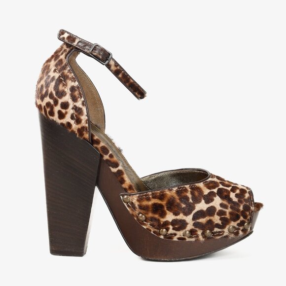 Lanvin AW/13 Brown Leopard Pony Hair Platform Heels - Picture 1 of 11